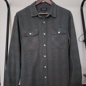 Brixton Bowery Flannel (Forest Green/Brown) - XL